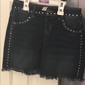 Girls Justice studded and distressed denim skirt